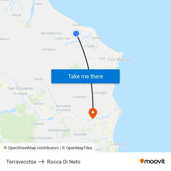 Terravecchia to Rocca Di Neto map