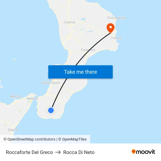 Roccaforte Del Greco to Rocca Di Neto map