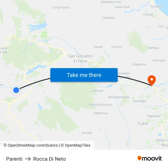 Parenti to Rocca Di Neto map