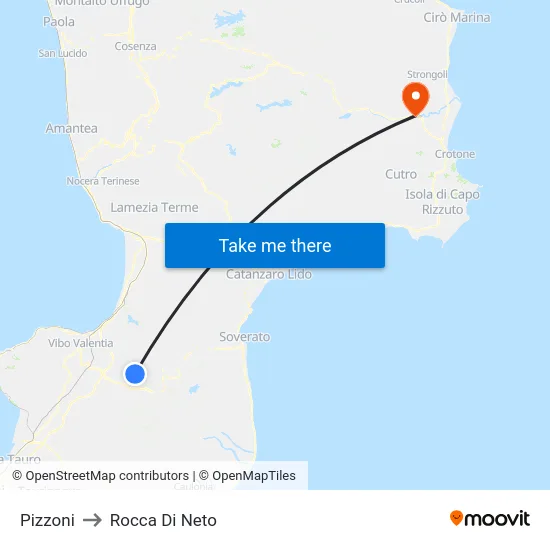 Pizzoni to Rocca Di Neto map