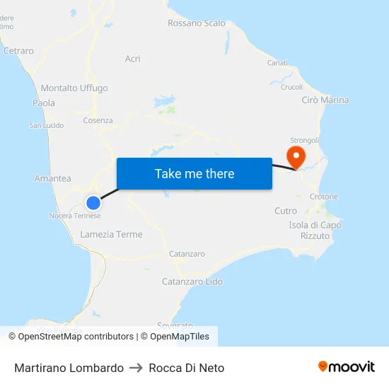 Martirano Lombardo to Rocca Di Neto map
