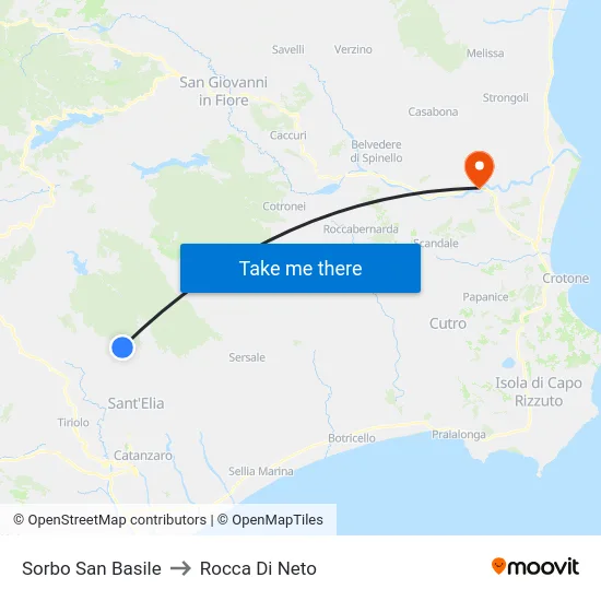 Sorbo San Basile to Rocca Di Neto map