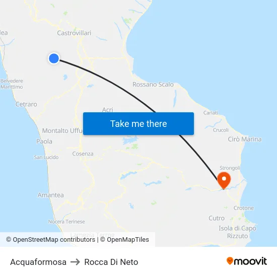 Acquaformosa to Rocca Di Neto map