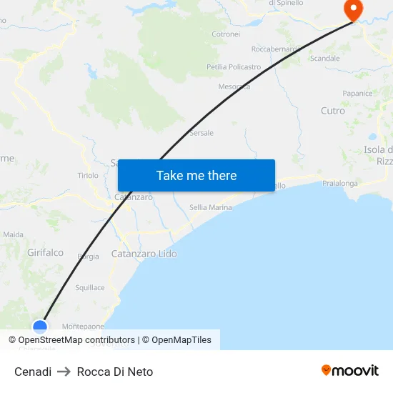 Cenadi to Rocca Di Neto map