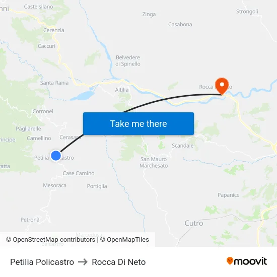 Petilia Policastro to Rocca Di Neto map