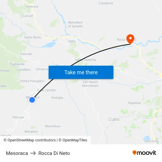 Mesoraca to Rocca Di Neto map