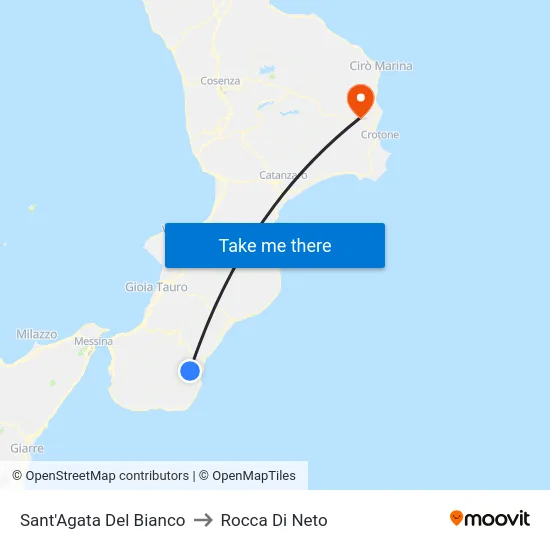 Sant'Agata Del Bianco to Rocca Di Neto map