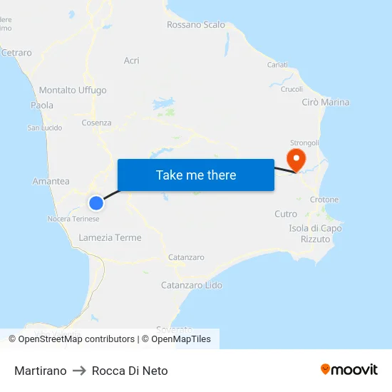 Martirano to Rocca Di Neto map