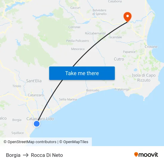 Borgia to Rocca Di Neto map