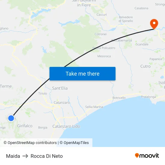 Maida to Rocca Di Neto map