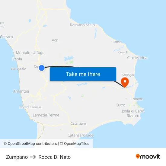 Zumpano to Rocca Di Neto map