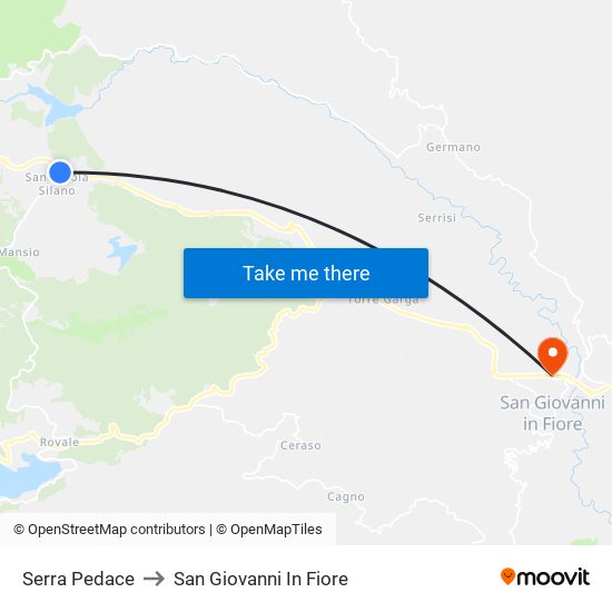 Serra Pedace to San Giovanni In Fiore map