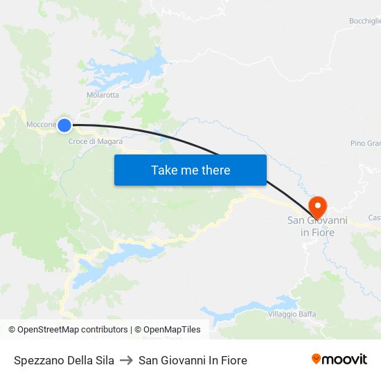 Spezzano Della Sila to San Giovanni In Fiore map