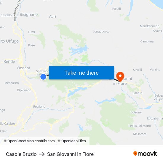 Casole Bruzio to San Giovanni In Fiore map