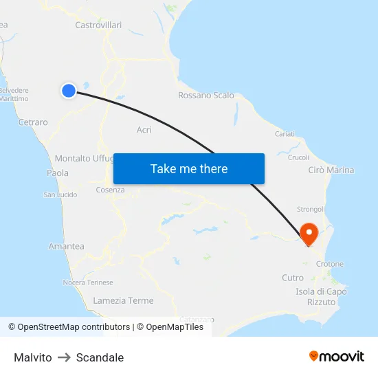 Malvito to Scandale map