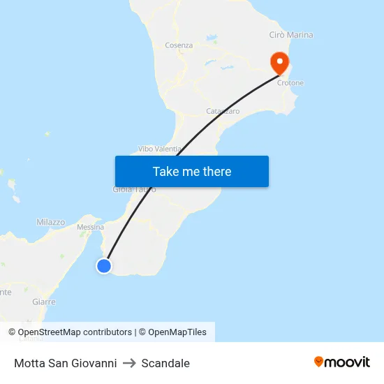 Motta San Giovanni to Scandale map