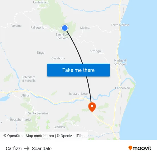 Carfizzi to Scandale map