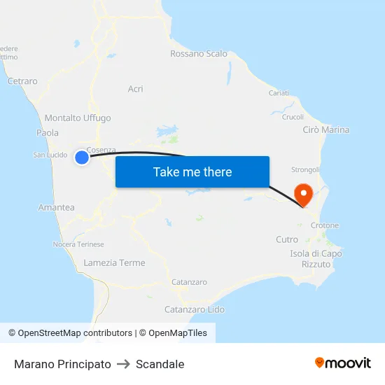 Marano Principato to Scandale map