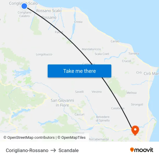 Corigliano-Rossano to Scandale map