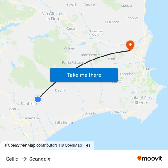 Sellia to Scandale map