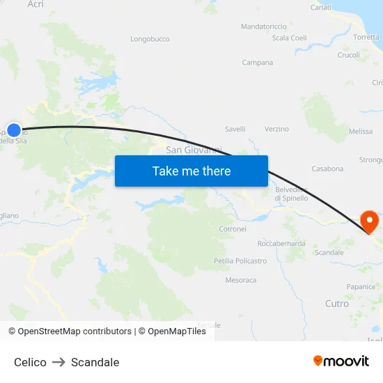 Celico to Scandale map