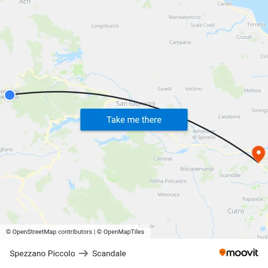 Spezzano Piccolo to Scandale map