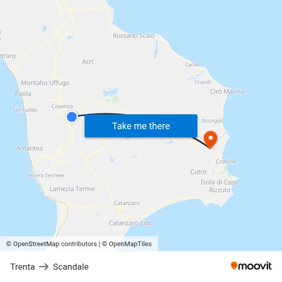 Trenta to Scandale map