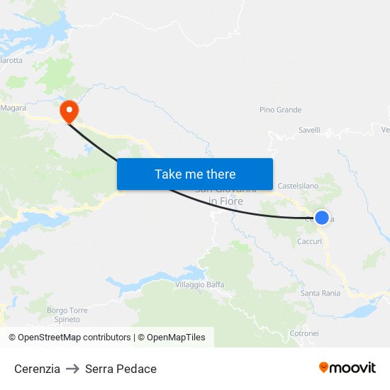 Cerenzia to Serra Pedace map