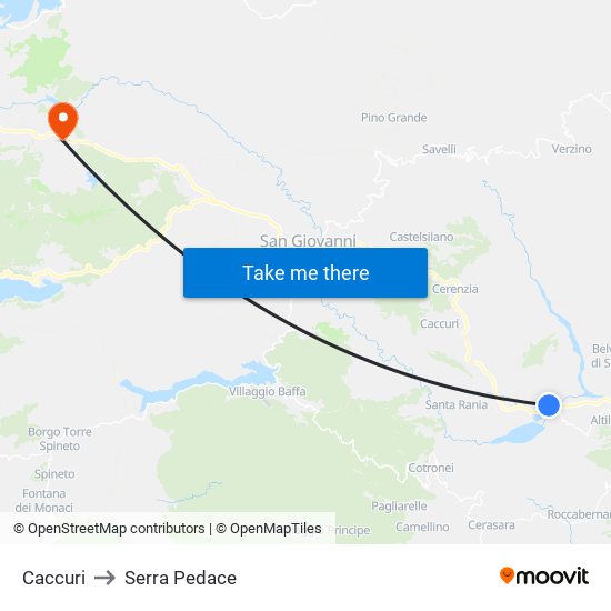 Caccuri to Serra Pedace map