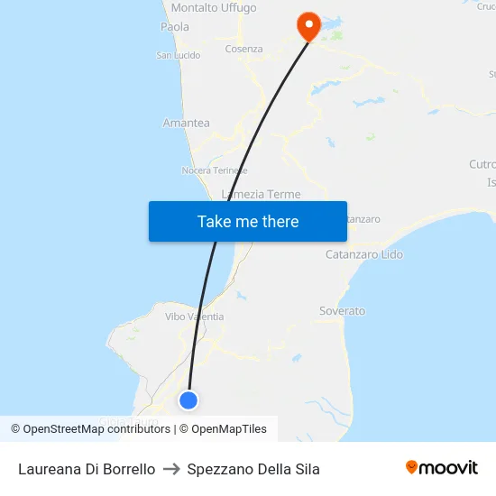 Laureana Di Borrello to Spezzano Della Sila map