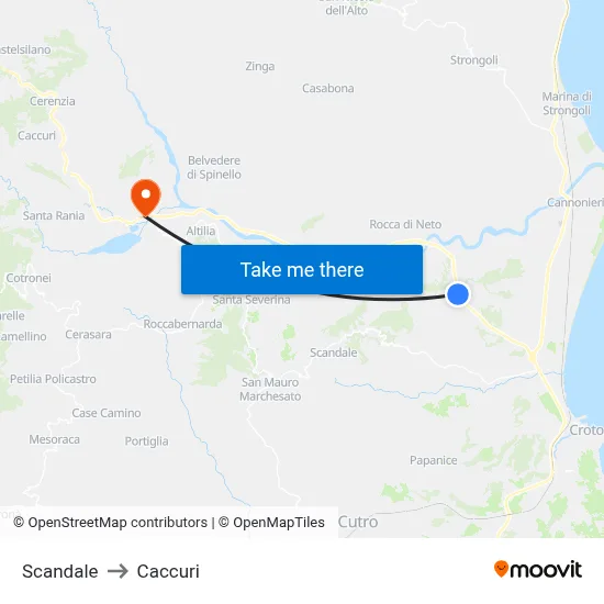 Scandale to Caccuri map