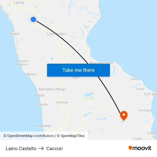 Laino Castello to Caccuri map
