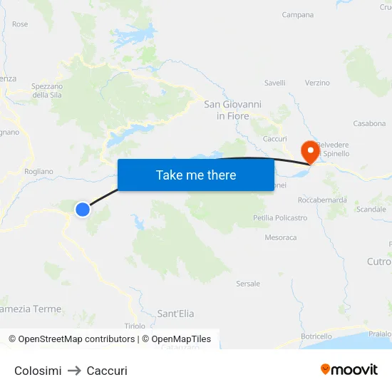 Colosimi to Caccuri map