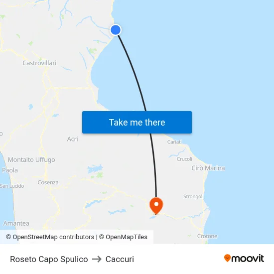 Roseto Capo Spulico to Caccuri map
