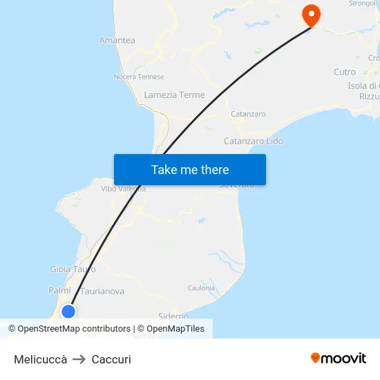 Melicuccà to Caccuri map