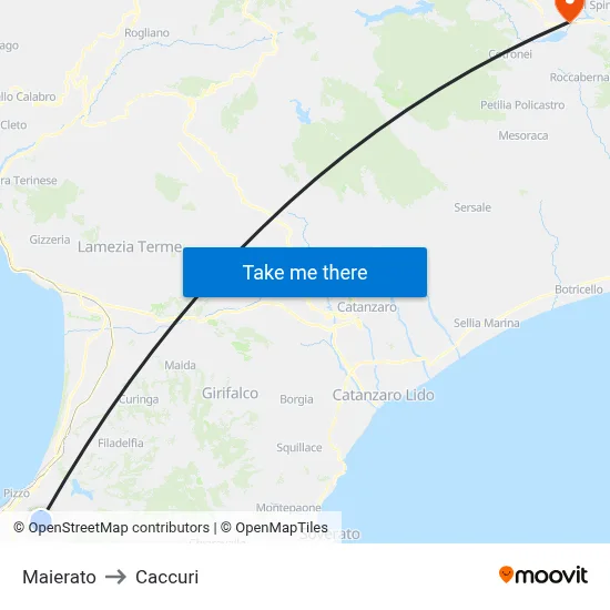 Maierato to Caccuri map