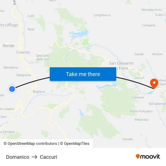 Domanico to Caccuri map
