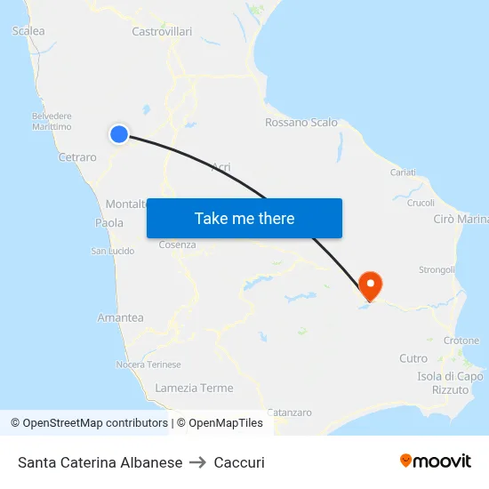 Santa Caterina Albanese to Caccuri map
