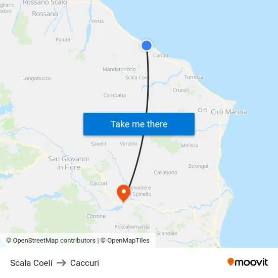 Scala Coeli to Caccuri map