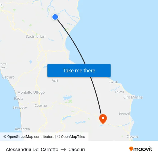 Alessandria Del Carretto to Caccuri map