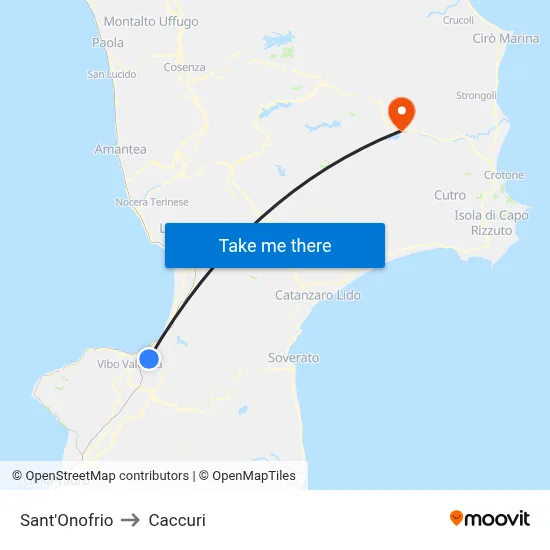 Sant'Onofrio to Caccuri map