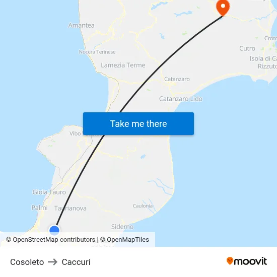 Cosoleto to Caccuri map