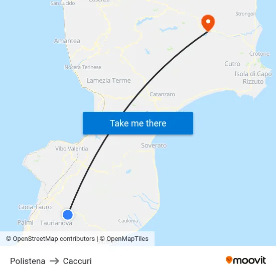 Polistena to Caccuri map