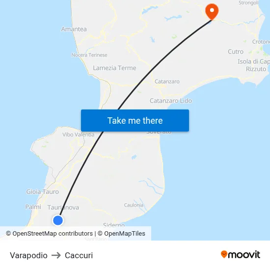 Varapodio to Caccuri map