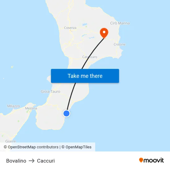Bovalino to Caccuri map
