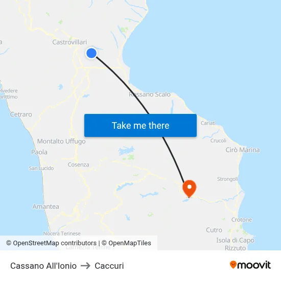 Cassano all'Ionio to Caccuri map