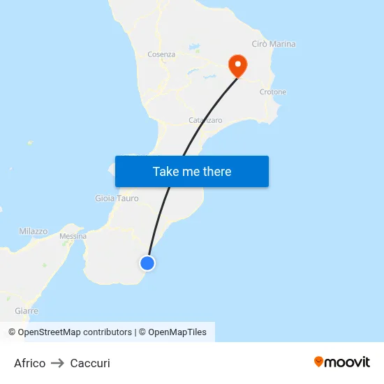 Africo to Caccuri map