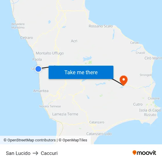 San Lucido to Caccuri map
