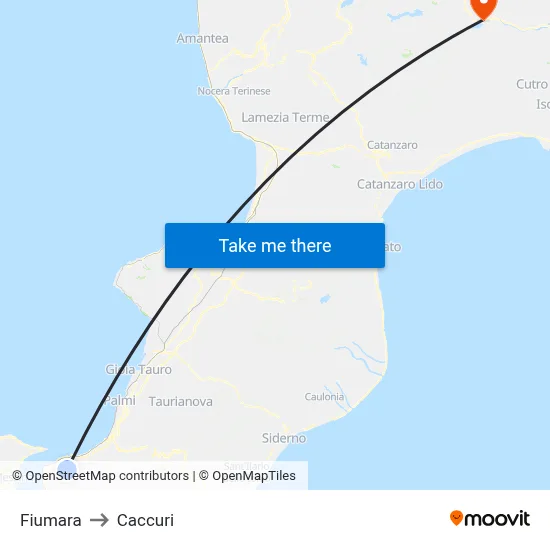 Fiumara to Caccuri map