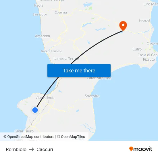 Rombiolo to Caccuri map